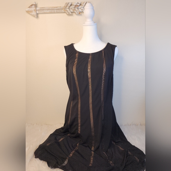 connected apparel Dresses & Skirts - Connected Apparel Black Dress with Sheer Accents Size 12